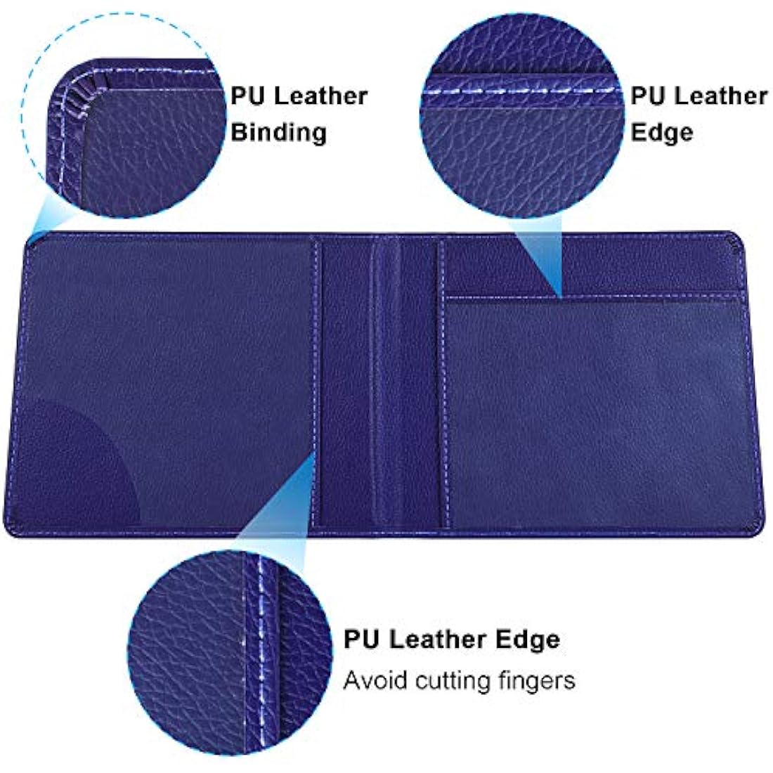 Wisdompro PU Leather Disabled Blue Badge and Timer Holder Wallet Protector Disability Parking Permit Discreet Cover Hologram Safe - Blue