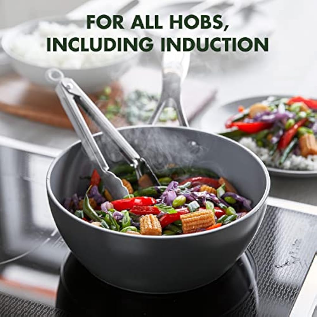 GreenPan Valencia Pro Hard Anodised Healthy Ceramic Non-Stick 20 cm / 2 Litre Chef's Pan, PFAS-Free, Induction, Oven Safe, Grey