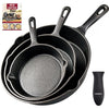 OVERMONT Pre-Seasoned Cast Iron Skillet Set–(9.6Inch-24.5cm) (7.7Inch-19.5cm) (6Inch-15.24cm) Frying Pans Oven Pot Safe Cookware for Indoor, Barbecue, Campfire Cooking Outdoor Use