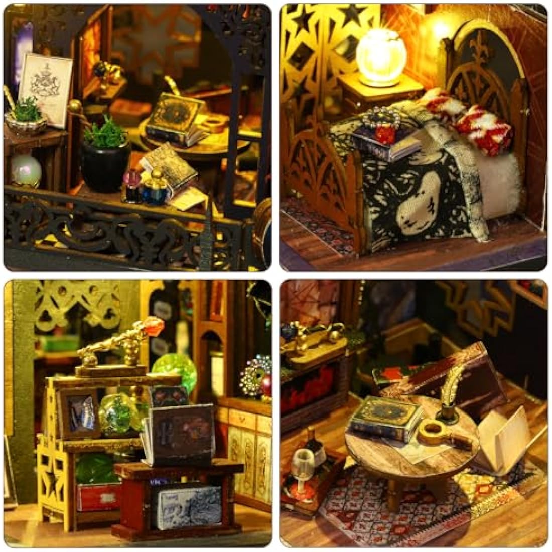 Mostop DIY Miniature Dollhouse Kit, Wooden Dollhouse Kit Miniature House Kit with LED Light,Creative Room Idea for Kids/Adults Magic House DIY Kits (Holo Magic City 2)