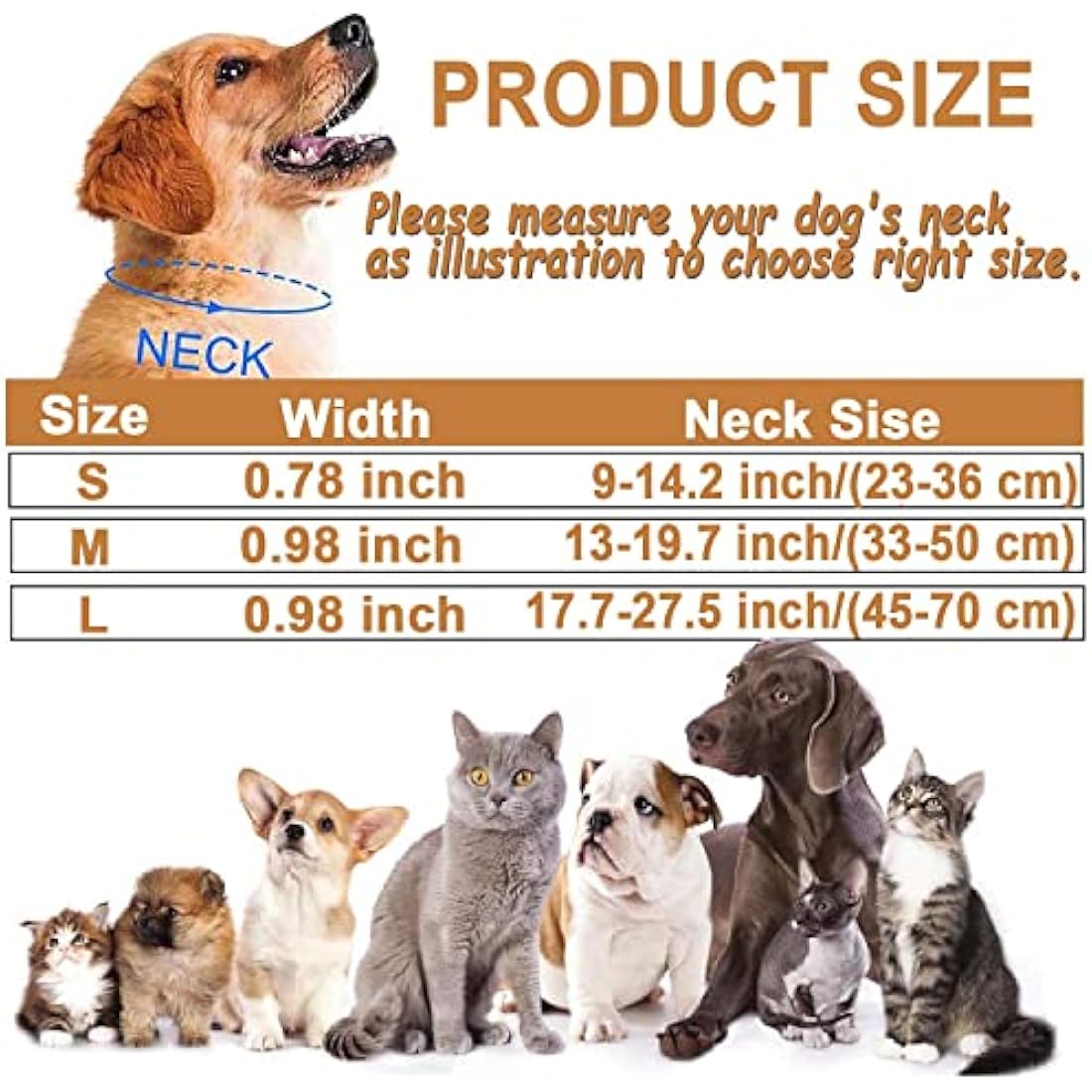 ATETEO Dog Collar, Reflective Adjustable Basic Dog Collar with Soft Neoprene Padding, Durable Nylon Pet Collars for Puppy Large Dogs