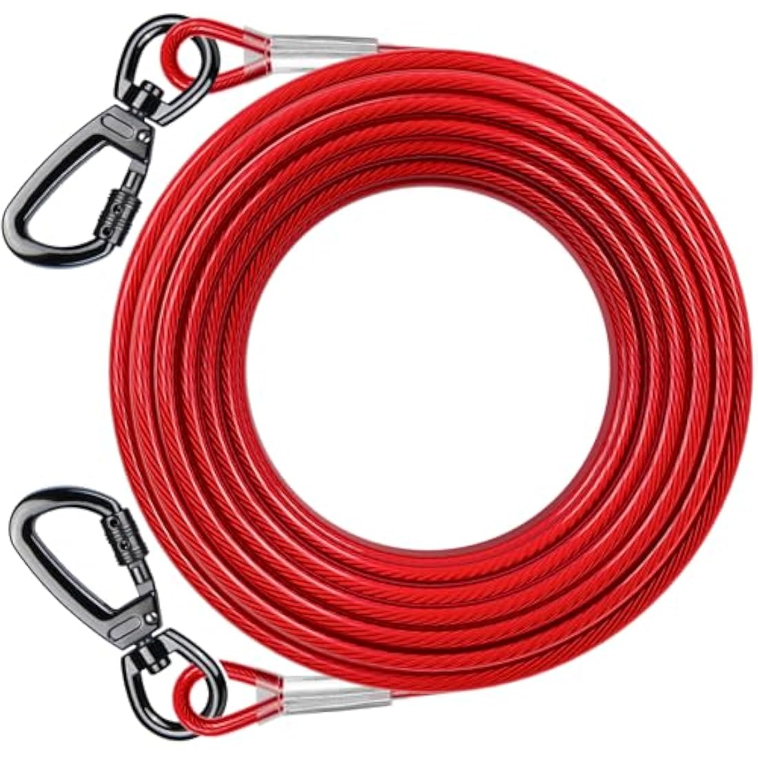 Dog Tie Out Cable with 360° Swivel Lockable Hook and PVC Coating, 10ft 15ft 20ft 25ft 40ft 60ft 120ft Reflective Dog Lead Line, Galvanized Steel Wire Rope for Small Medium Pet Up to 60, 120, 250 lbs