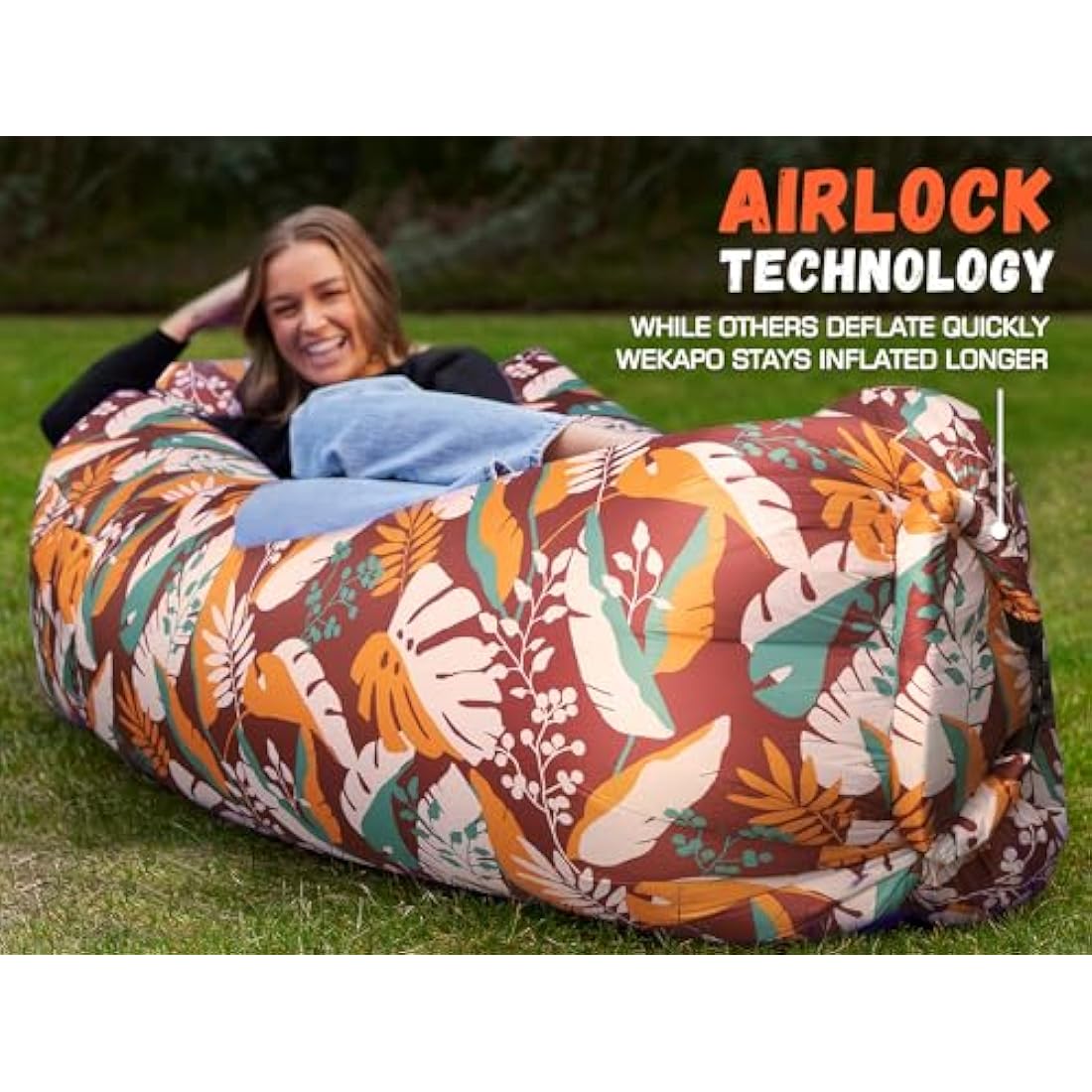 WEKAPO Inflatable Lounger Air Sofa Hammock-Portable,Water Proof& Anti-Air Leaking Design-Ideal Couch for Backyard Lakeside Beach Traveling Camping Picnics & Music Festivals