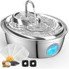 GoldenSun Cat Water Fountain, 67oz/2L Stainless Steel Pet Water Fountain Inside, Automatic Dog Drinking Fountain with Water Level Visual Window for Cats and Small Dogs