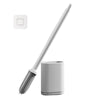 White Silicone Toilet Brush and Holder Set - Durable, Flexible Rubber Brush for Bathroom Cleaning