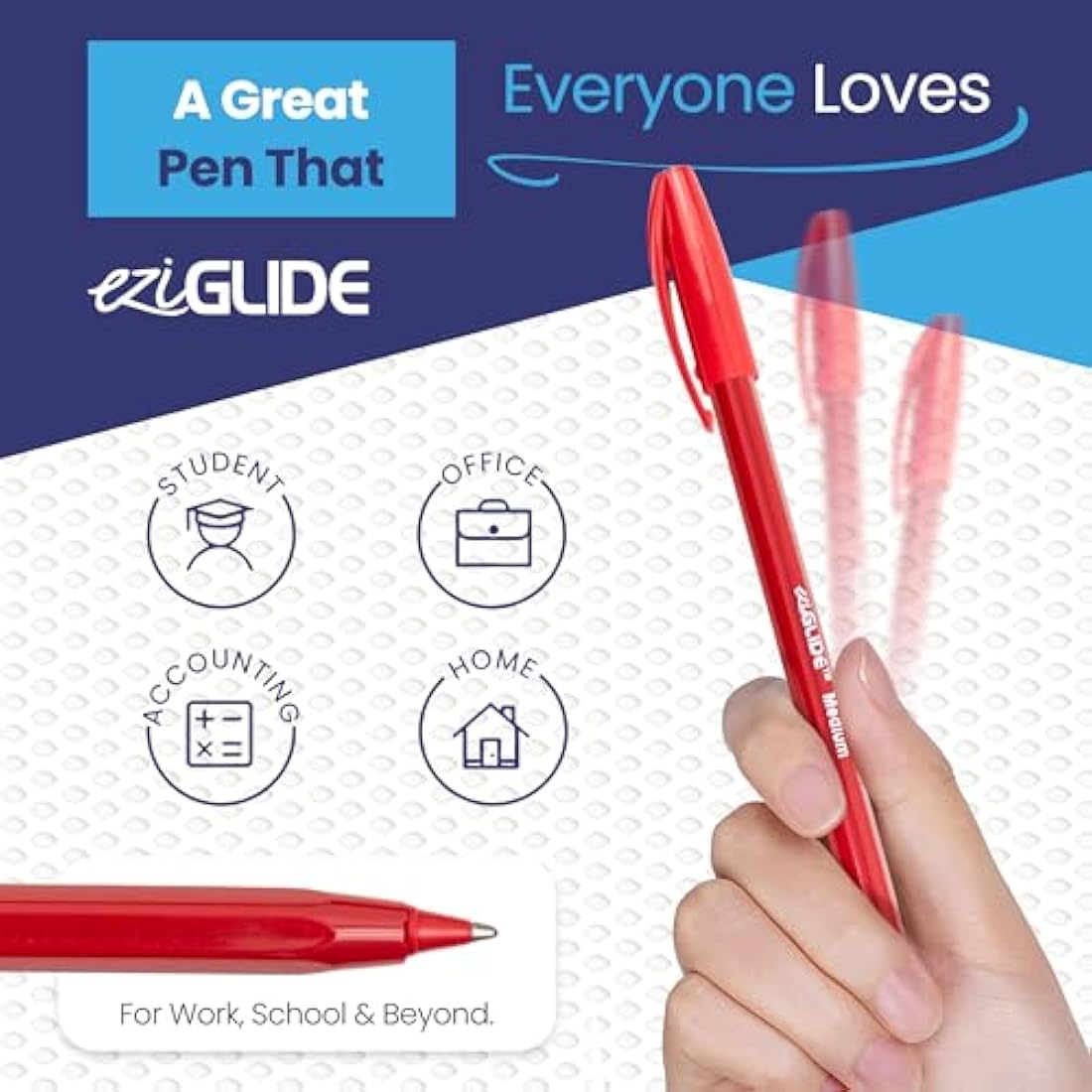 Eziglide 50-Pack Ballpoint Pen Set, Purple – Medium Point Nib (1.0mm) for Fine Ballpoint Precision & Easy Grip – Bulk Pens, Ideal for Home, Office, Work, Exams & School Supplies