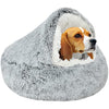 Calming Dog Bed Fluffy Plush Pet Bed under 10kg,Washable Anti Anxiety Small Medium Dog Bed,Indoor Cats Dogs Soft Warm Donut Cave Bed Patent No.: 6242416(Grey)