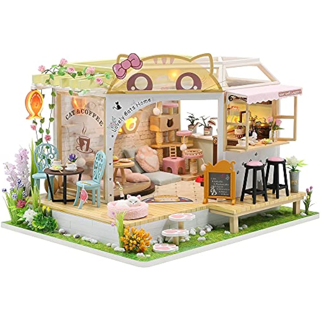 CUTEBEE Miniature with Dollhouse Furniture, DIY kit Wooden Dollhouse As well as dust and, 1:24 Creative Room for Valentine's Day Gift Idea M2111