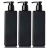 MUNSKT 3 Pack Shampoo and Conditioner Dispenser, 500ml Refillable Soap Lotion Bottles with Pump for Kitchen Bathroom Shower, Square Matte Black