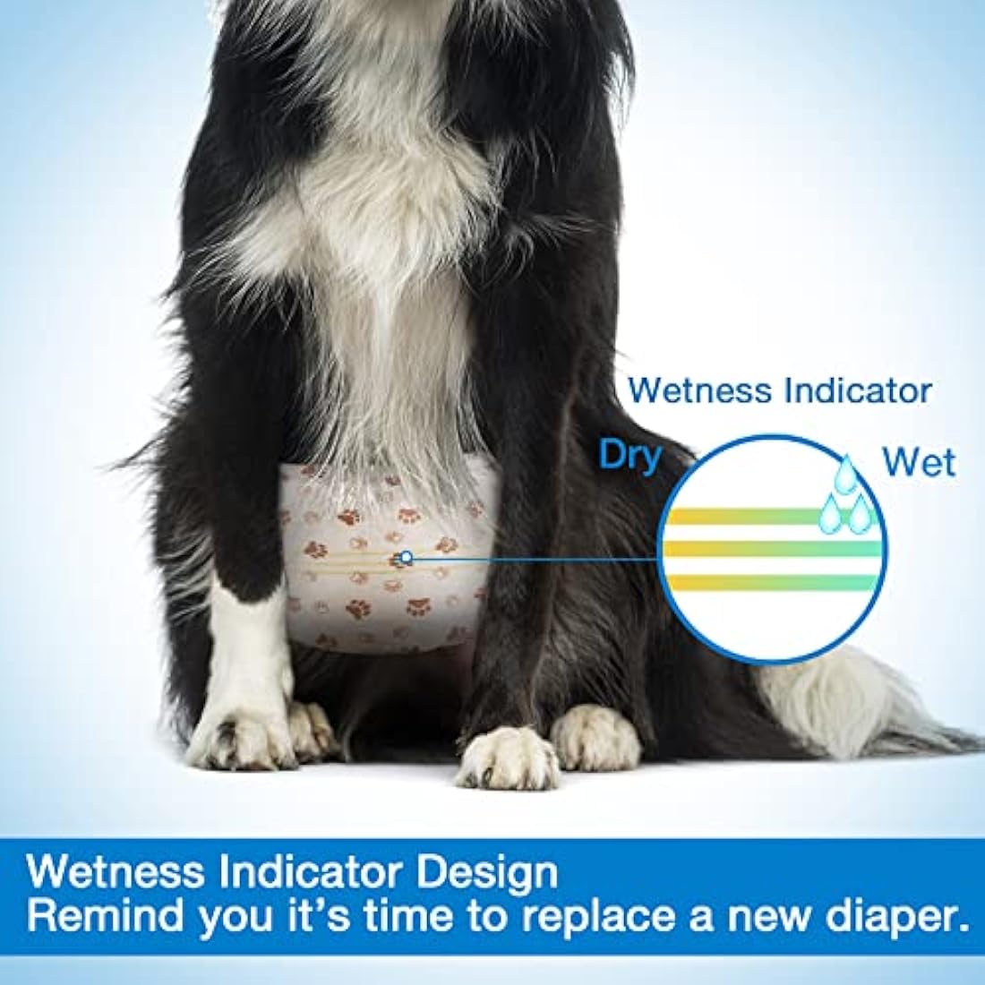 Pet Soft Dog Nappies Male-Disposable Male Dog Wraps 50 Counts, Super Absorbent Puppy Dog Diapers Incontinence Nappy Wraps with Wetness Indicator (L-50 Count)