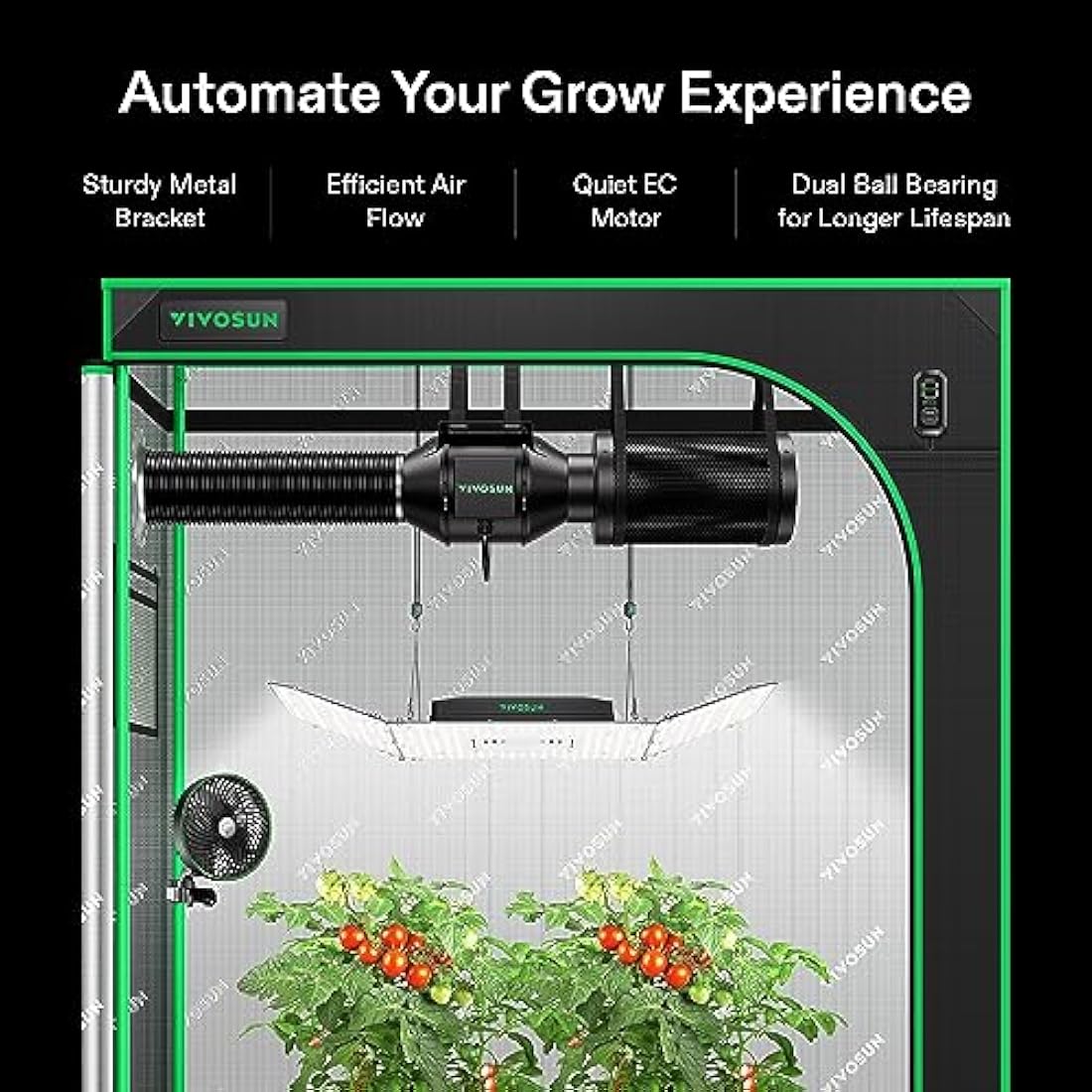 Vivosun PRO G4 Smart Air Filtration Set, 10 cm AeroZesh G4 Duct Fan with GrowHub E42A, Carbon Filter & Air Duct, Ventilation System for Grow Tent, Hydroponics
