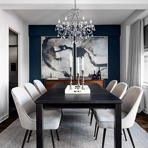 Bestier Modern Chrome Pendant Chandelier Crystal Lighting Ceiling Light Fixture Lamp for Dining Room Bathroom Bedroom Livingroom 6 E14 Bulbs Required D60cm x H65cm