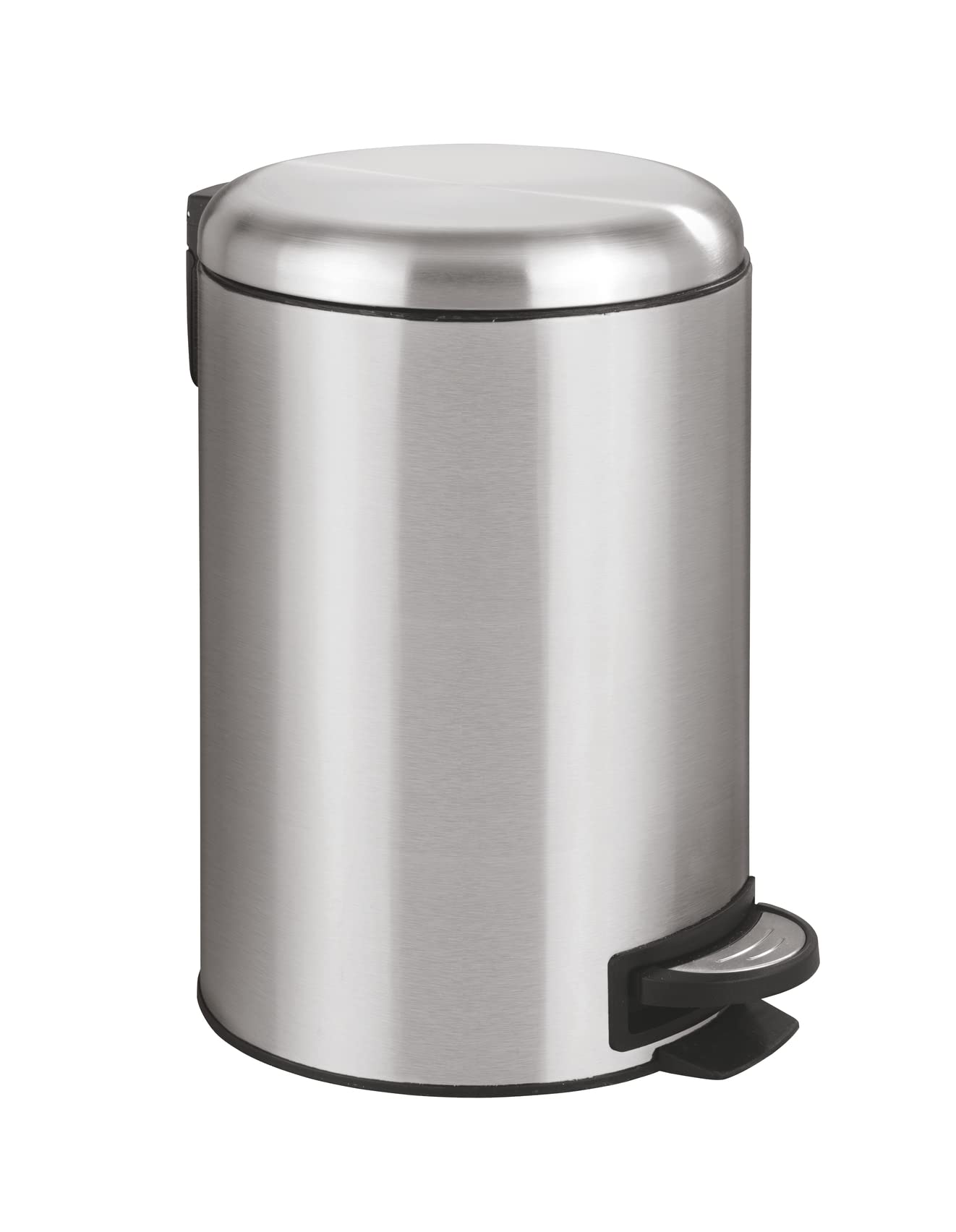 WENKO Pedal bin Leman of Stainless Steel 12l matt, Stainless-Steel, Silver, 25 x 32 x 38 cm