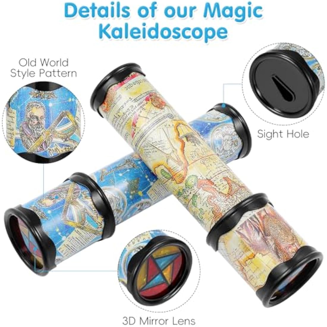 20cm Kaleidoscope for Kids, 2 Pack Retro Kaleidoscope Toy Party Bag Fillers for Kids, Christmas, New Year and Birthday Party, School Classroom Prizes Random Color)