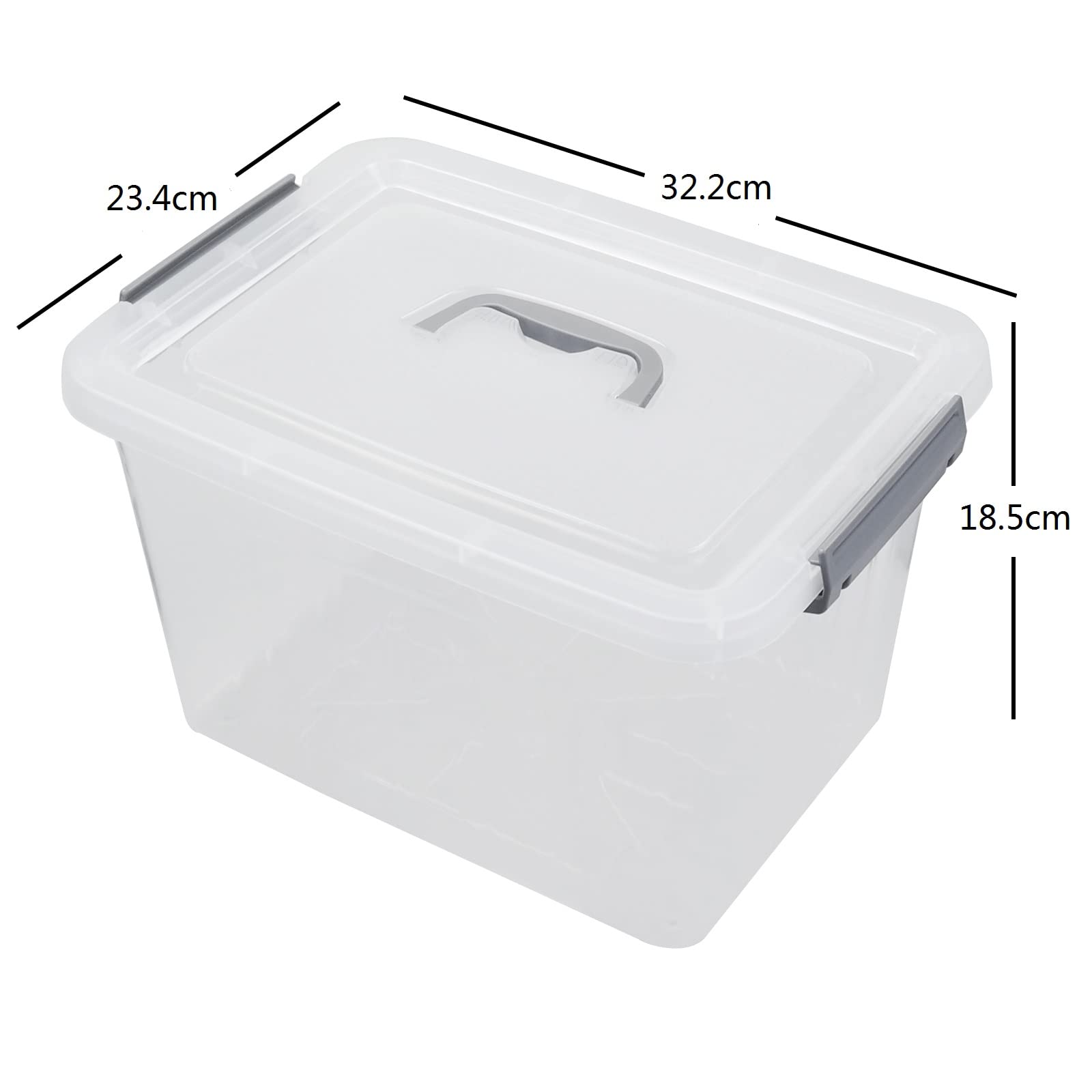 Gitany 6-pack 12 L Plastic Latching Storage Box with Lid, Clear Container Set