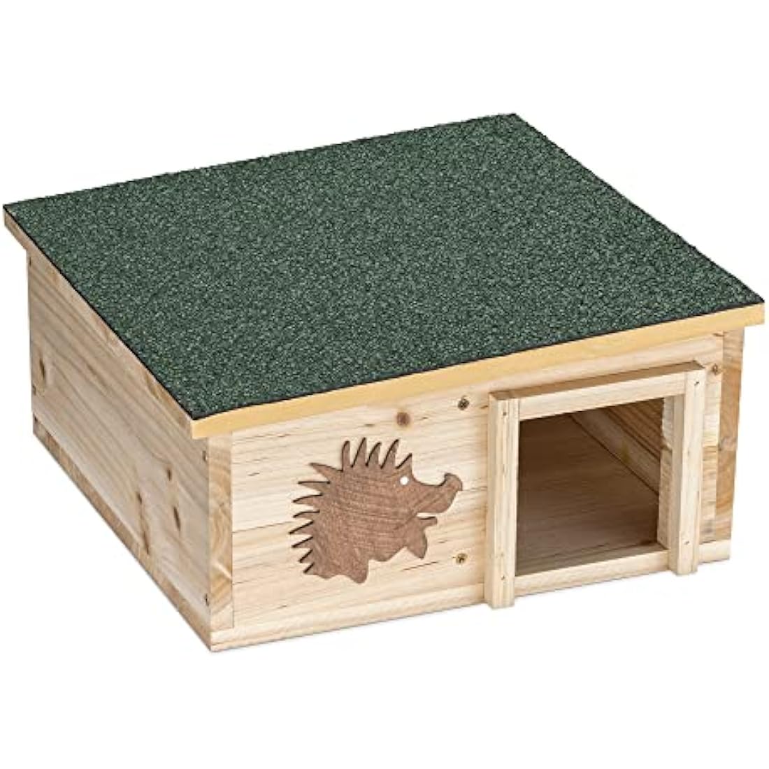 Navaris Wooden Hedgehog House - Protective Hedgehog Shelter Box for Outdoor, Garden - Hedgehog Den for Sleeping, Summer, Nesting, Winter Hibernation