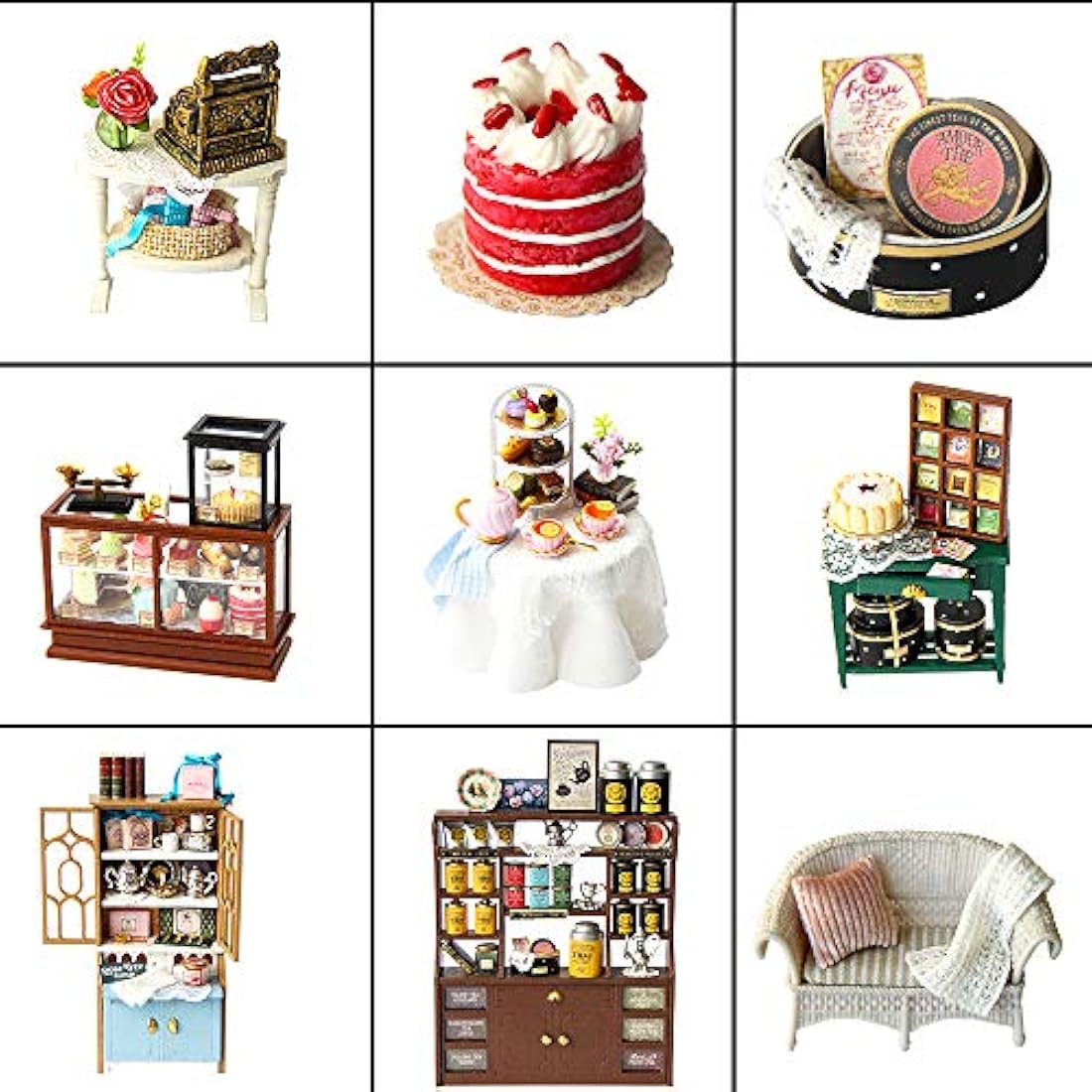 CUTEBEE Dollhouse Miniature with Furniture, DIY Wooden DollHouse Kit, 1:24 Scale Creative Room for Valentine's Day Gift Idea-Rose Garden Tea House
