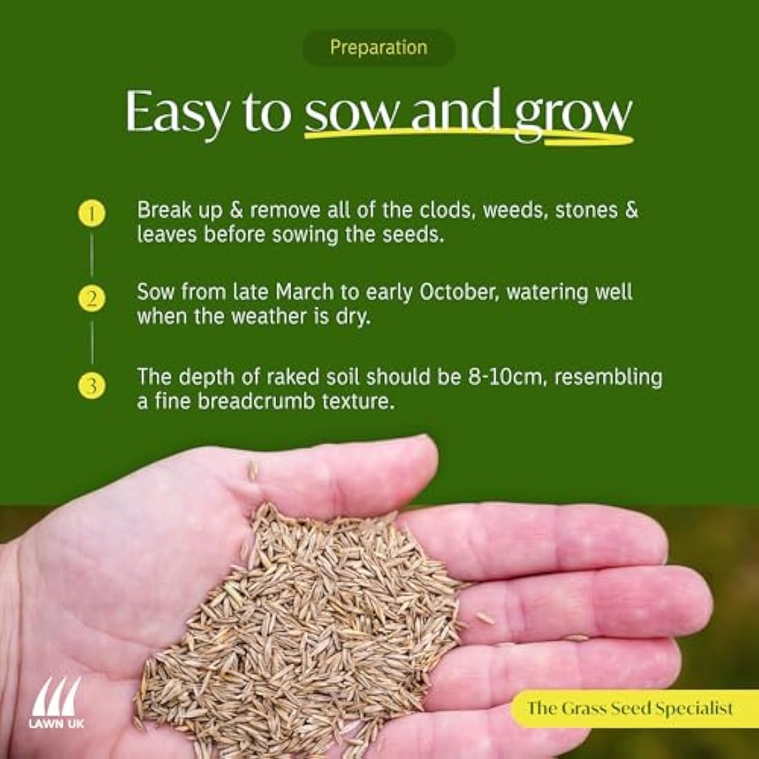NV Front Lawn Grass Seed by Lawn UK - 500g - Extra Durable & Easy to Grow - for Cricket Outfield & Golf Fairways - Ideal for Stripe Enthusiasts