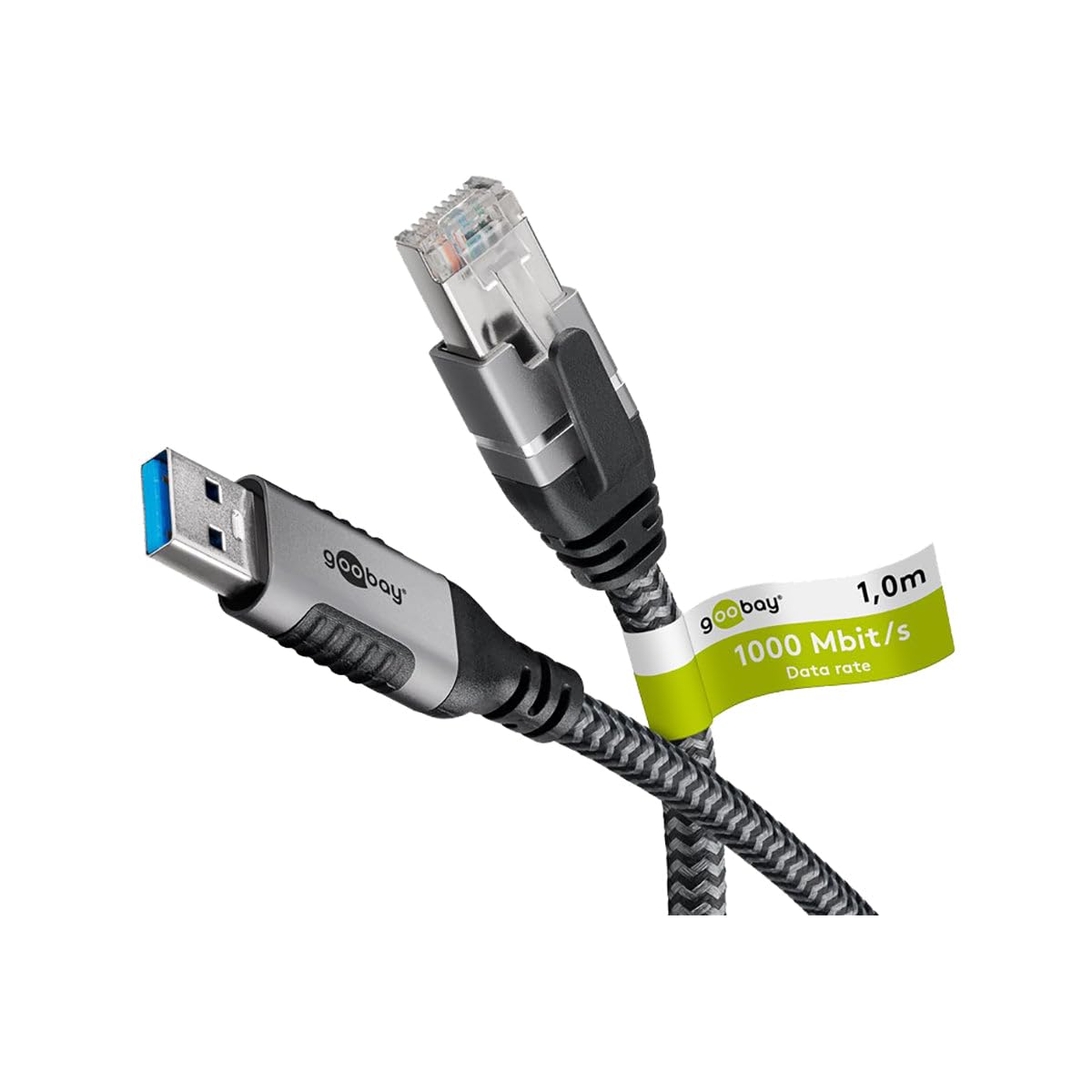 Goobay 70699 USB-A to RJ45 Ethernet CAT 6 Cable for Stable wired Internet connection with Router/Modem/Network Switch/Replaces USB to RJ45 Adapter / 1
