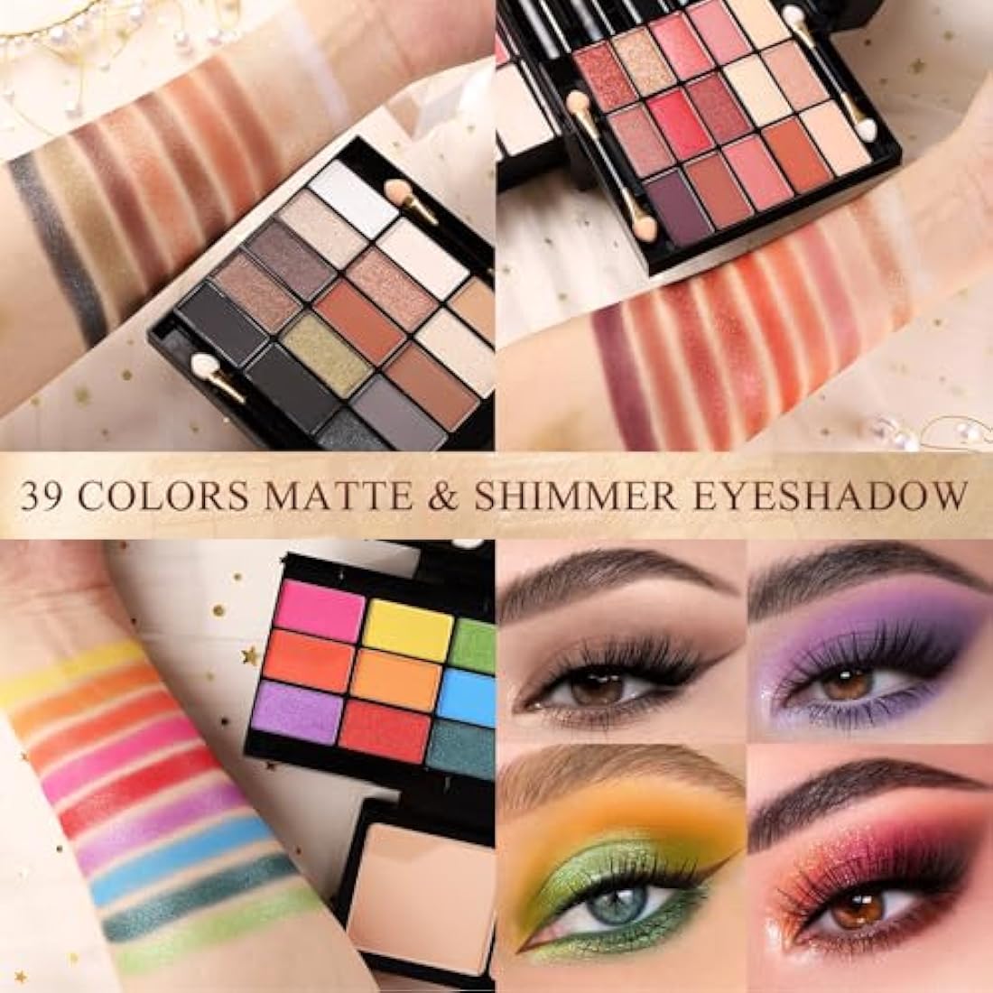 Professional Makeup Kit for Women Girl Full Kit with Mirror 60 Colors All in One Make up Gift Set Included Eyeshadow,Blusher,Highlighter,Compact Powder,Brow Powder,Lipstick,Glitter,Eyeliner,Mascara 01