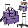 Teamoy Sewing Machine Trolley Bag, Detachable Trolley Case on Wheels with Bottom Wood Pad, Compatible with Singer, Brother and Most Standard Machines and Accessories