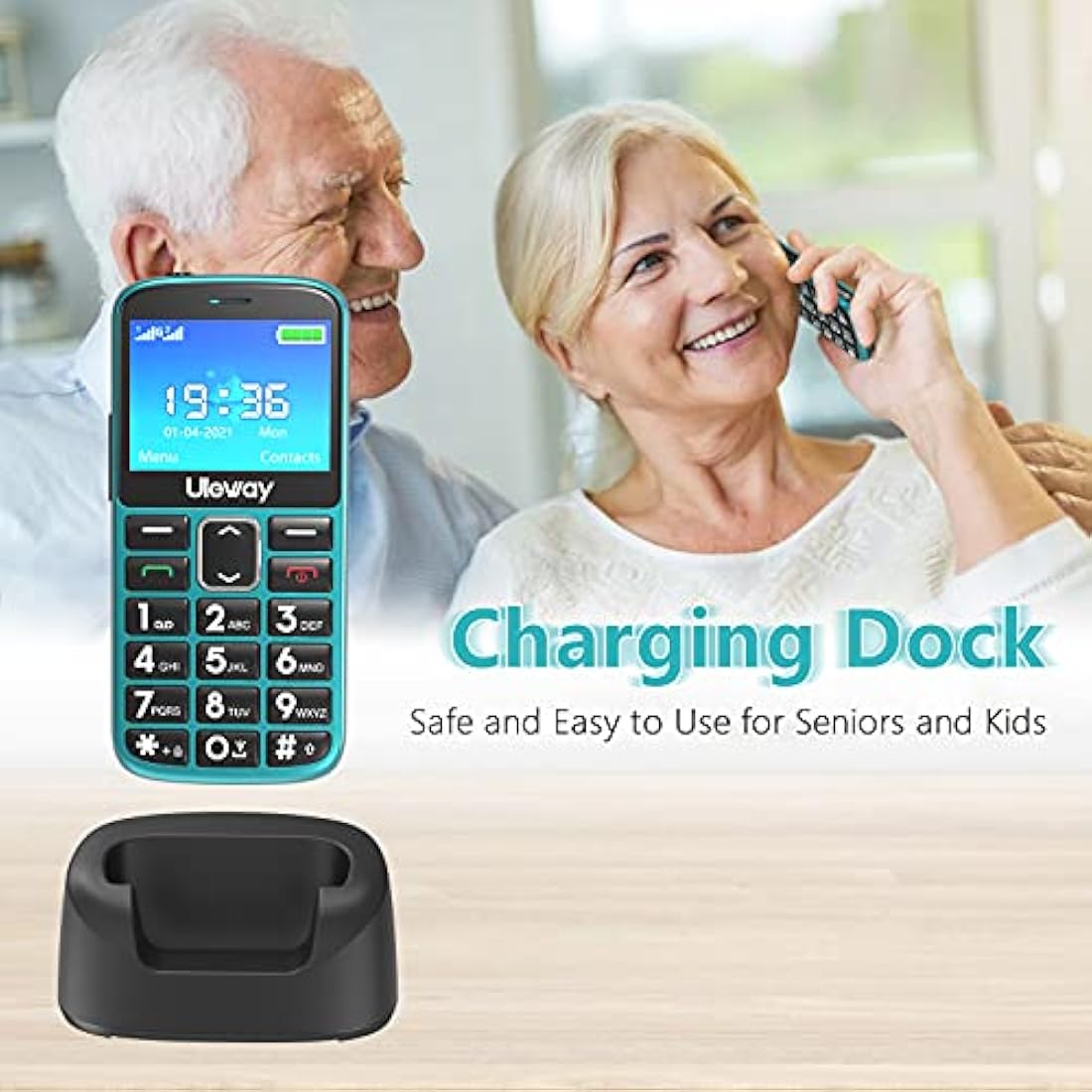 uleway Big Button Mobile Phone for Elderly Easy to Use Basic Cell Phone Dual Sim Free Unlocked Senior Mobile Phone with SOS Emergency Button Charging Dock Hearing Aid Compatible (HAC)