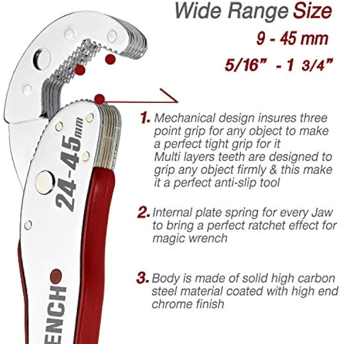 Multi-Function Magic Wrench Universal Adjustable auto-ratcheting Works as Reversible Ratchet pop Socket Combination & Pipe Monkey Spanner SAE Crescent nut Gear-Wrench Set for Craftsman & Plumbers
