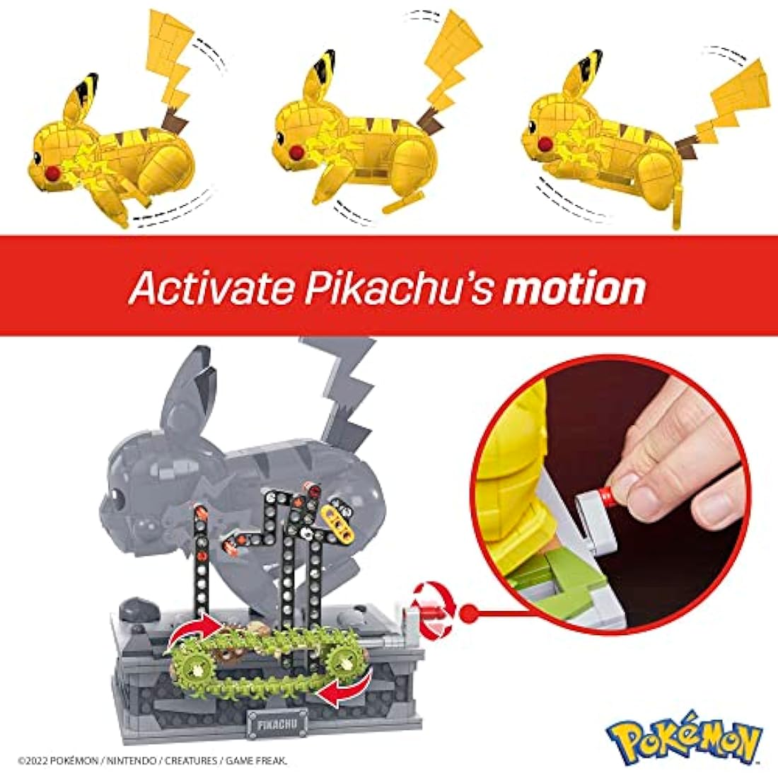 MEGA Pokémon Action Figure, Motion Pikachu Pokemon, Building Toys for Kids and Adults, Collectible Character Model with 1095 Movable Pieces, Toy for Ages 12 and Up, HGC2