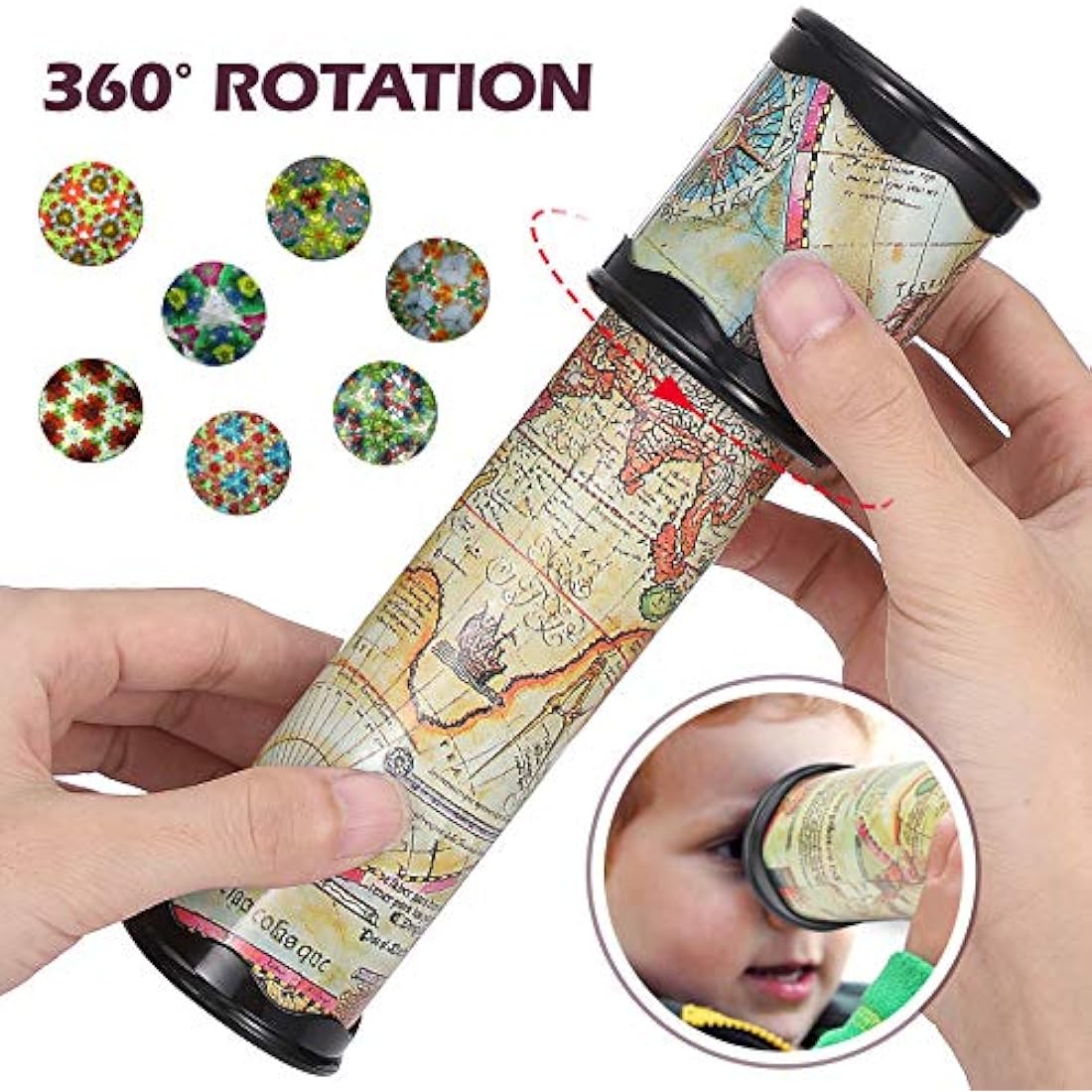 20cm Kaleidoscope for Kids, 2 Pack Retro Kaleidoscope Toy Party Bag Fillers for Kids, Christmas, New Year and Birthday Party, School Classroom Prizes Random Color)