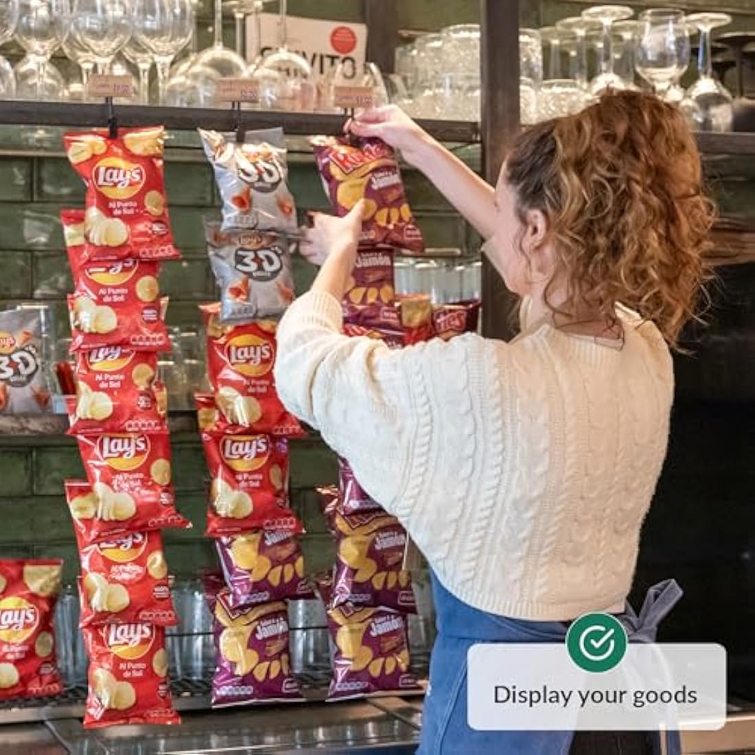 ODOXIA Display Stand | Hanging Chip Rack | Hanging Snack Display | Organise Your Space | Perfect for Shops and for Home | Sweet Display Rack