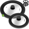Universal Lid for Pots, Pans and Skillets - Tempered Glass with Heat Resistant Silicone Rim and Fits 16/18/20cm and 24/26/28cm Diameter Cookware（2Pcs）
