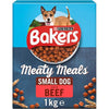 Bakers Meaty Meals Adult Small Dry Dog Food Beef 1kg (Pack of 4)