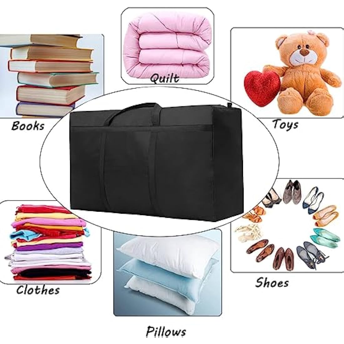 4 Pack 180L Large Moving Boxes Heavy Duty, Extra Large Storage Bags for Clothes,Strong Packing Boxes for Moving House,Duvet,Bedding,Underbed,Blankets