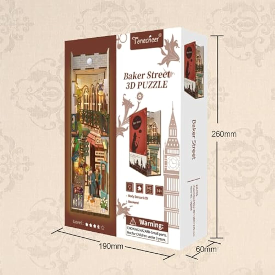 Tonecheer DIY Book Nook Kit Wooden Model Kit 3D Puzzle for Adults to Build Miniature House Kit Dollhouses Miniature House Kit Craft Kit with Light Christmas Birthday Gifts(Baker Street)