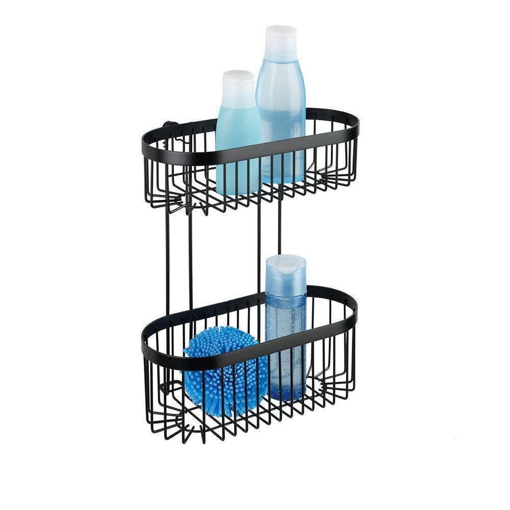 WENKO Classic Plus Black Steel Wall Shelf with Hooks, 35 x 10.5 x 12.5 cm, Black, 26,5 x 33 x 14,5 cm