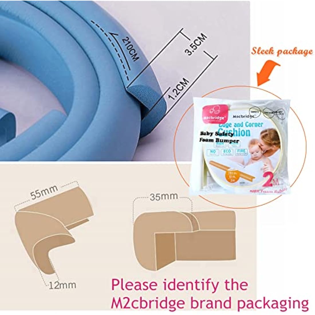 M2cbridge L Shape Extra Thick Furniture Table Edge Protectors Foam Baby Safety Bumper Guard (Pink(2m x 2))