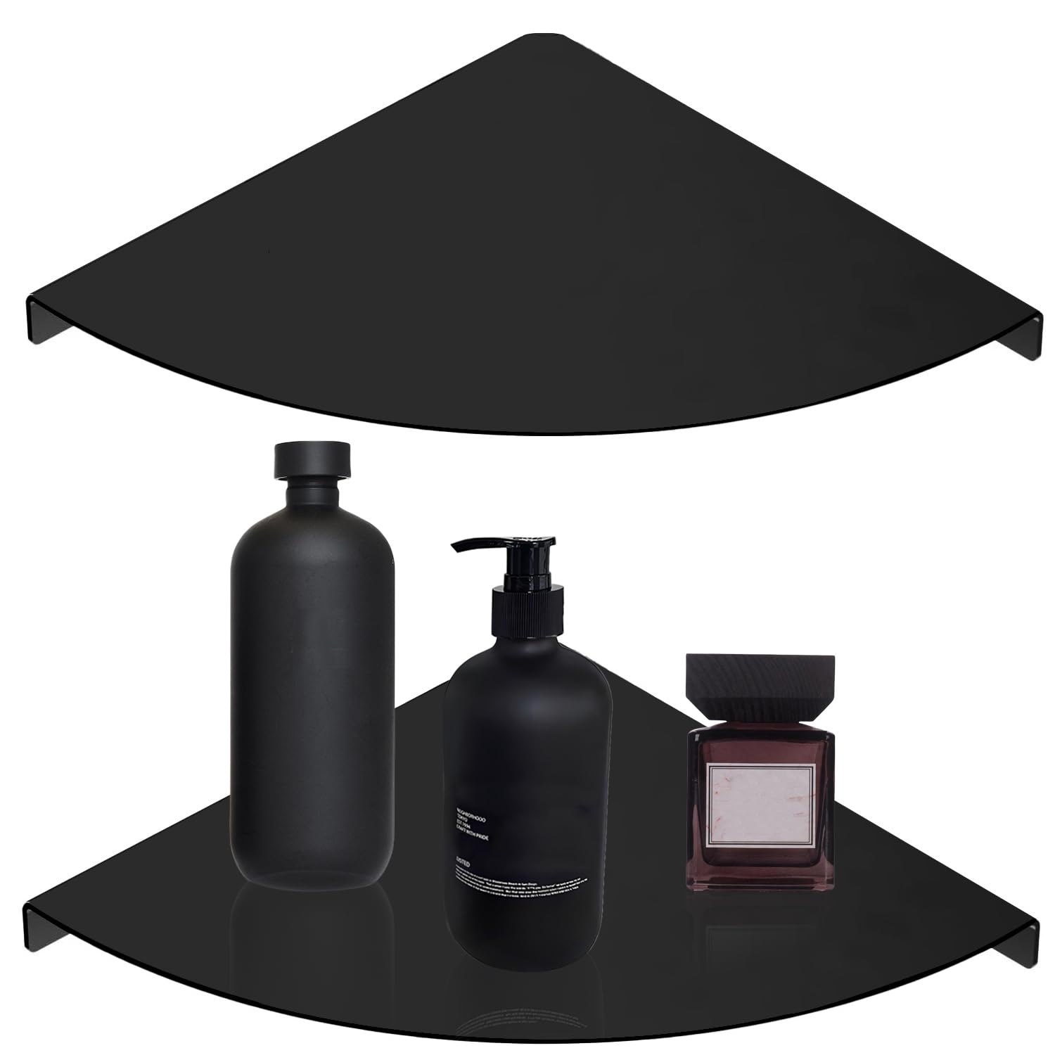 Melairy 2-Pack Black Shower Corner Shelf 304 Stainless Steel Bathroom Shower Caddy Wall Mounted 20cm Triangular Corner Shelf for Bathroom Kitchen