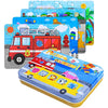 BBLIKE Puzzles Jigsaws for 2 3 4 Year Old - Pack of 4 Puzzles Toy in a Box for Age 2-5, Travel Games for on Plane Educational Learning Birthday Gift Present for Children Boys Girls (Transportation)
