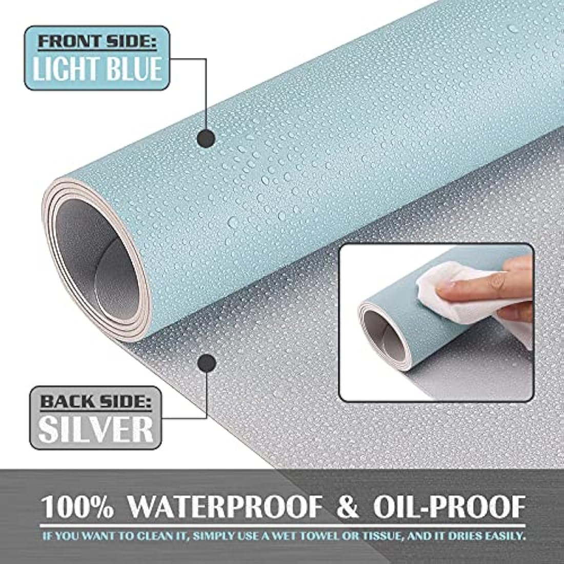 K KNODEL Large Office Leather Desk Mat, Mouse and Keyboard Pad, Computer and Laptop Mat, Desktop Protector and Cover, Writing Pad and Blotter (90x43cm, Light Blue)