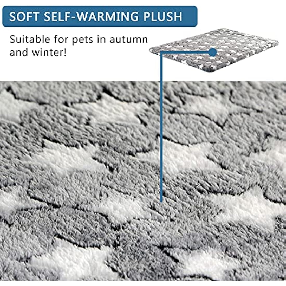 KROSER Dog Bed Mat Reversible Cool & Warm 137x84cm Crate Mat Machine Washable High Density Foam, Extra Large Dog Pad, Grey Blue