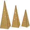 WeRChristmas Wooden Pyramid Christmas Trees with Warm White LED Lights Decoration - Multi-Colour, Set of 3