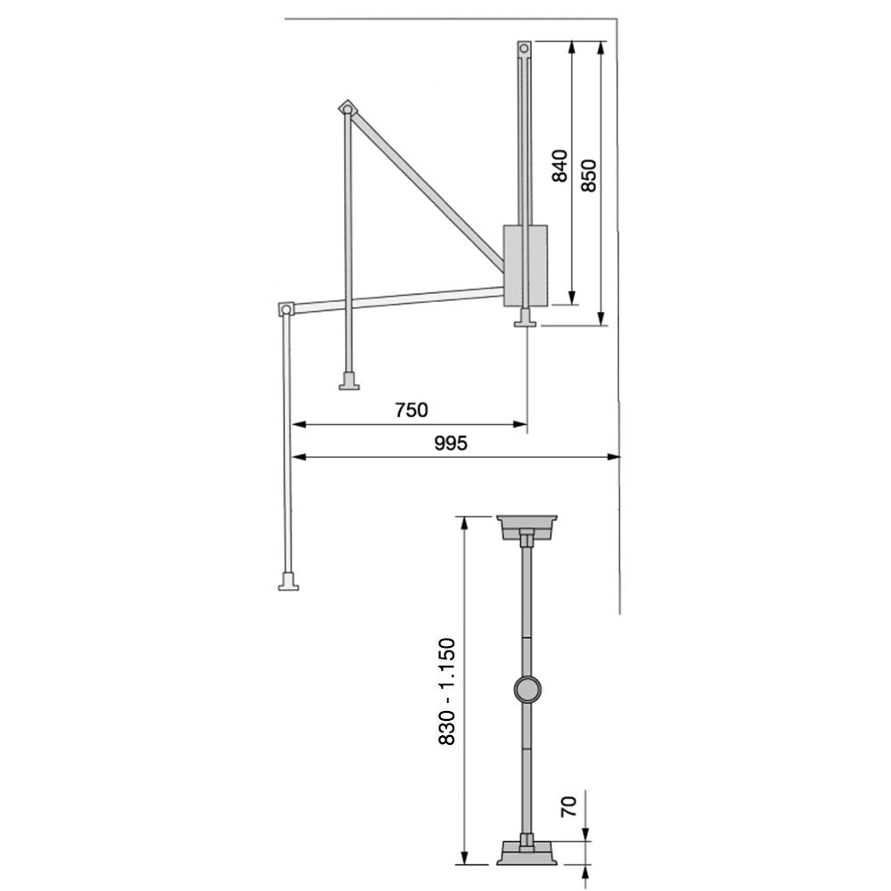 Emuca - Hang pull down wardrobe rail lift, adjustable width 830-1150mm (32,6-45,2 inch), moka painted finish