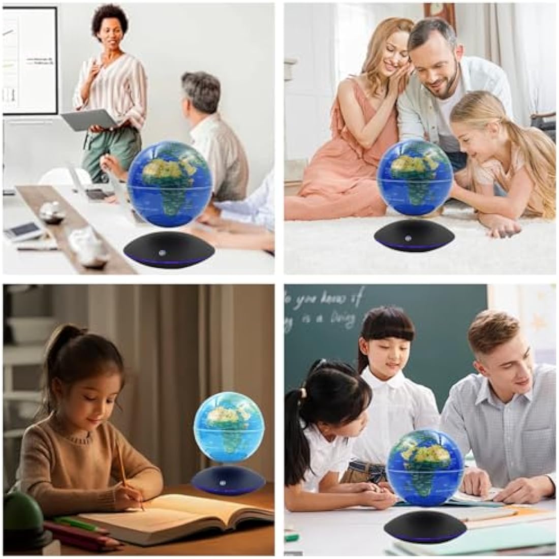 Surplex Luminous Floating World Globe with 7 Color Lights, Touch Control & Gradient Night Light Globe, Magnetic Levitation Field World Map for Educational & Gift, Home/Office Desk Decor for Kid Friend
