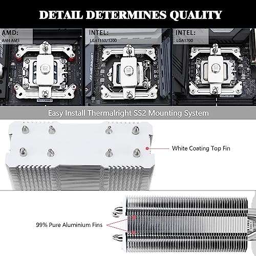 Thermalright Assassin X 120 SE White CPU Cooler, 4×6mm Heat Pipes, 120mm PWM Quiet Fan CPU Air Cooler With S-FDB Bearing, AGHP Technology, For AMD AM4 AM5/Intel 1700/1150/1151/1200(AX120SE WHITE)