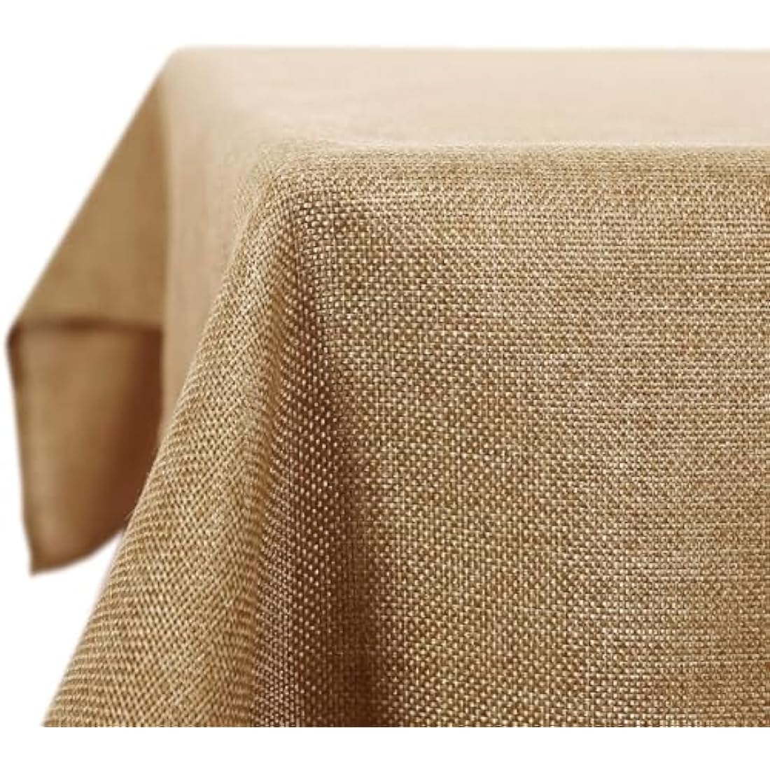 Deconovo Christmas Decorations Faux Linen Rectangle Water Resistant Table Cloth for Dinning 59x95in(150x240cm) Golden Brown