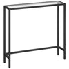 HOOBRO Slim Hallway Console Table, Tempered Glass Sofa Table, 75 x 22 x 80 cm, Modern Display Table for Living Room, Metal Frame, Sturdy, Black
