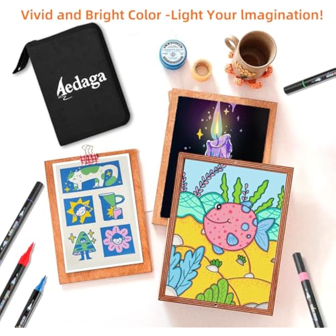 60 Colours Acrylic Paint Markers, Dual Tip Acrylic Paint Pens with Brush Tip and Fine Tip for for Adults, Kids, Eggs, Wood, Rock, Canvas, Plastic, Stone, Glass, Ceramic