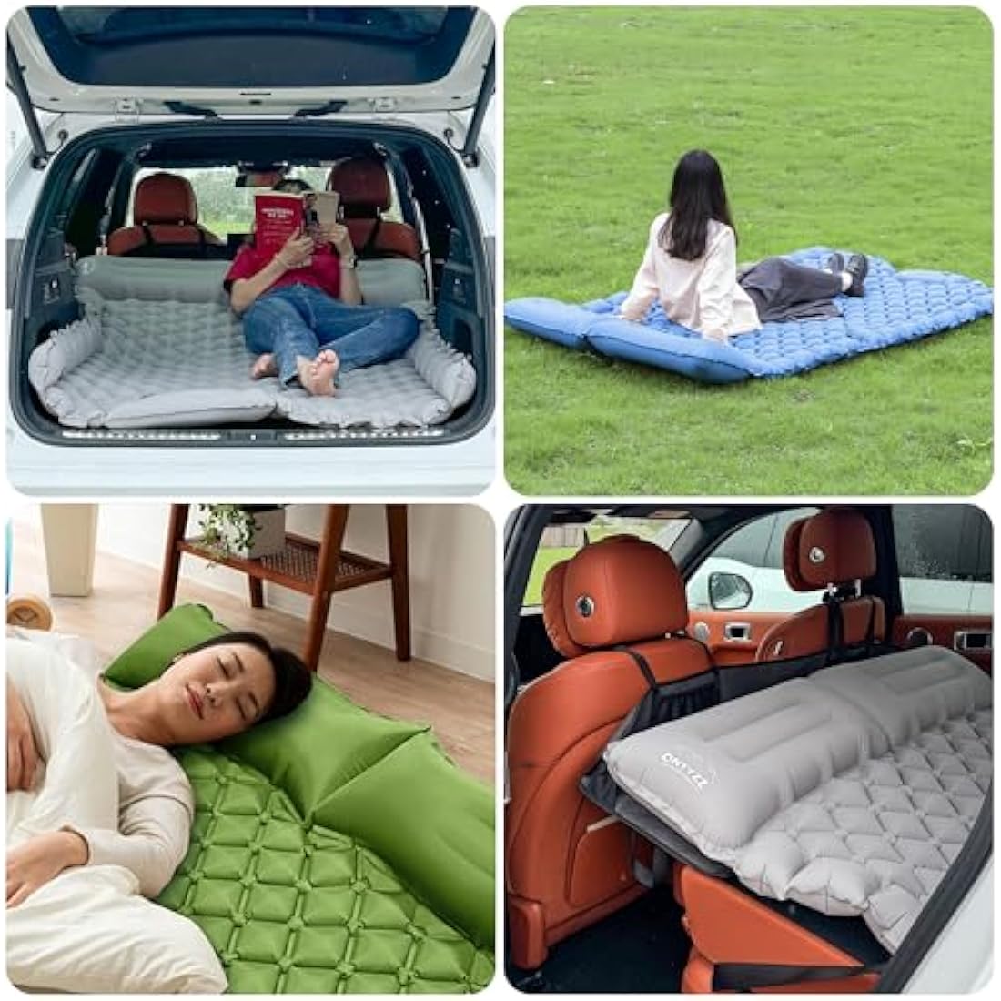 ONTYZZ Car Inflatable Bed Car Mattress SUV Air Mattress 2 Person Airbed for Travelling Camping Mat Self Inflating Sleeping Mats with Foot Pump & Cushion Inflatable Camping Bed 183 * 13 * 7CM