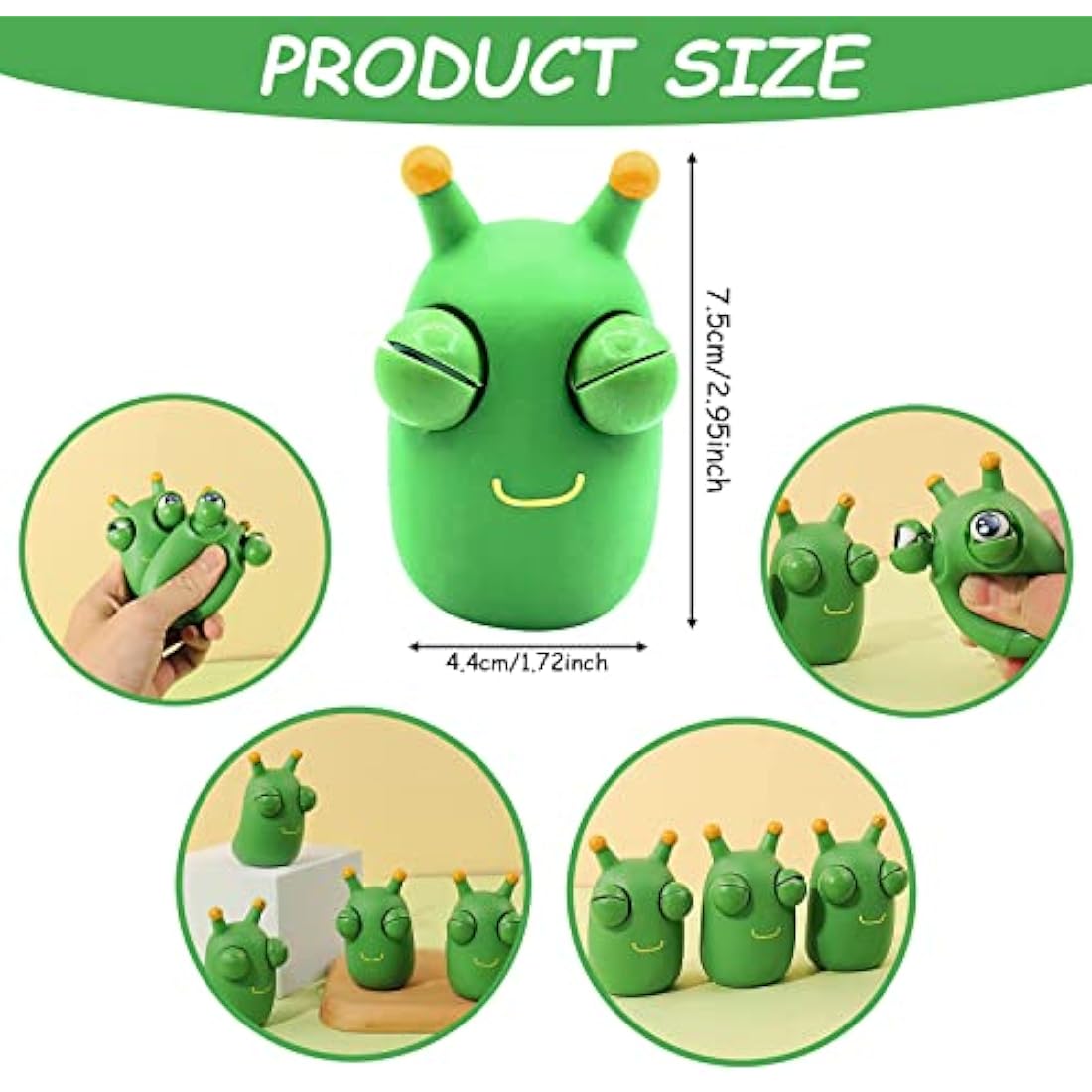 Popping Out Eyes Squishy Squeeze Worm, Funny Grass Worm Pinch Toy Stress Relief Squeeze Animals Novelty Fidget Hand Toy for Christmas Stocking Fillers, Kids & Adults Autistic Birthday Gift