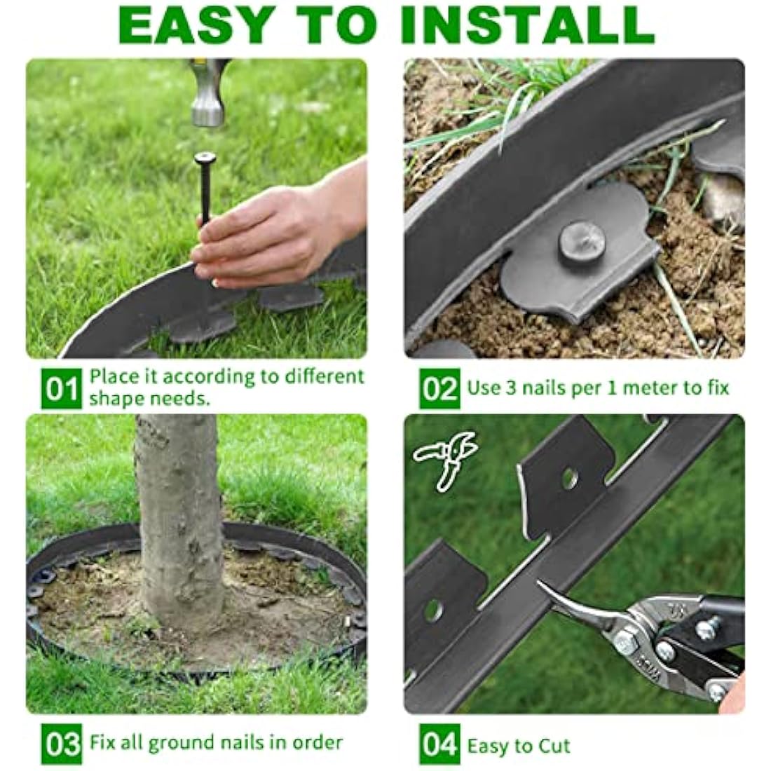 Flexible Garden Edging Borders 10m,Landscape Edging [Extra Tall 10cm High]with 30pcs Stakes, No Dig Garden Border Lawn Edging Mini Plastic Fence for Flowerbeds,Grass-Grey